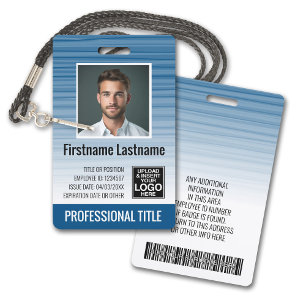 Tarjeta De Identificación Identificación del empleado con foto - rayas moder