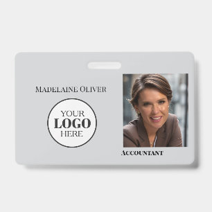 Tarjeta De Identificación Identificación del empleado contable Foto GreyLogo