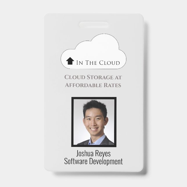 Tarjeta De Identificación Identificación del Empleado Gris Claro y Negro Ver (Parte frontal)