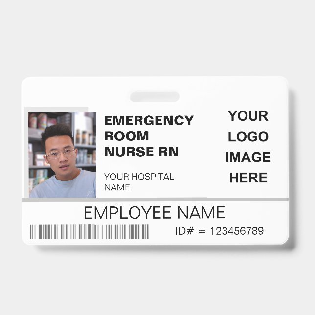 Tarjeta De Identificación Identificación del hospital fotográfico con logoti (Front)