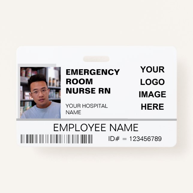 Tarjeta De Identificación Identificación del hospital fotográfico con logoti (Anverso)