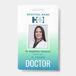 Tarjeta De Identificación Identificación del médico Nombre verde azul e ID d