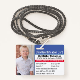 Tarjeta De Identificación Identificación del niño Foto de emergencia alérgic