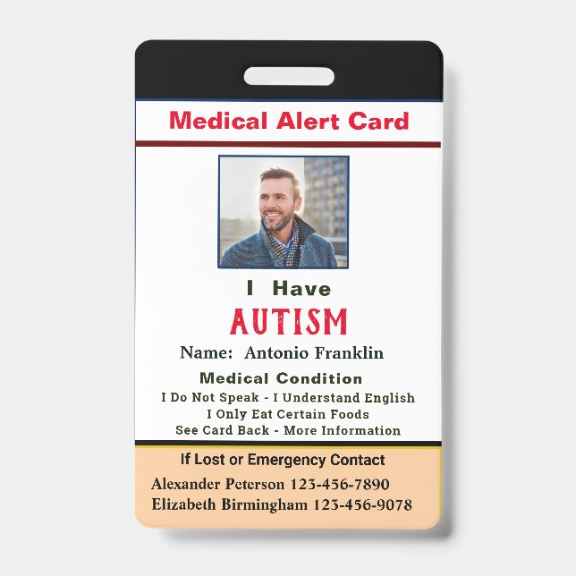 Tarjeta De Identificación Identificación del personalizado Nombre de foto de (Parte frontal)