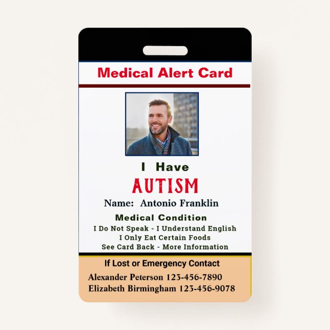 Tarjeta De Identificación Identificación del personalizado Nombre de foto de (Anverso)