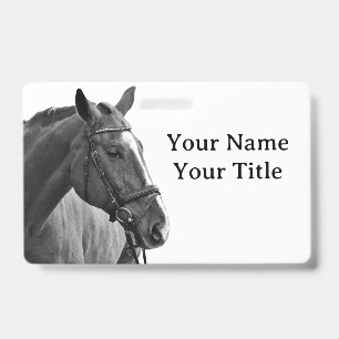 Tarjeta De Identificación Identificación ecuestre de caballo negro y blanco