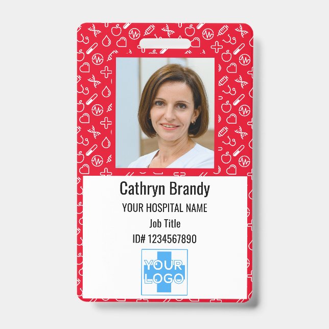 Tarjeta De Identificación Identificación, foto y nombre del empleado hospita (Parte frontal)