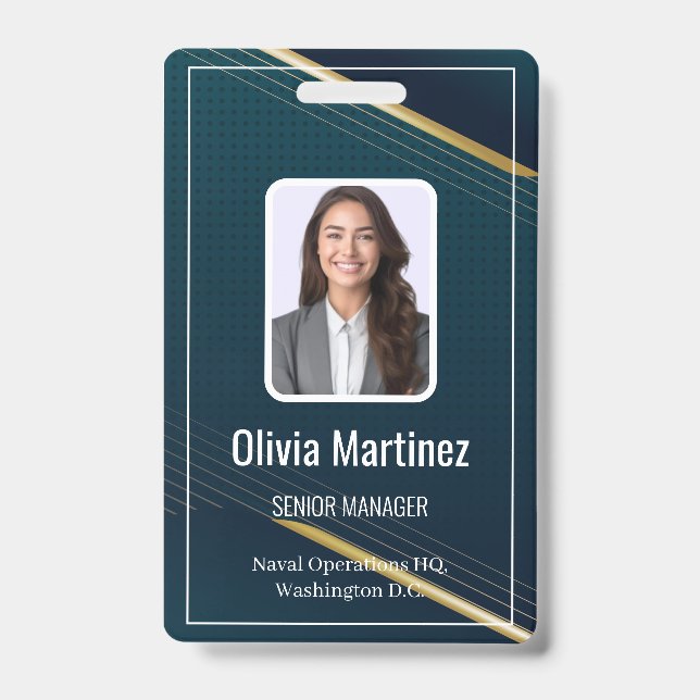 Tarjeta De Identificación Identificación fotográfica de empleado de la Marin (Parte frontal)