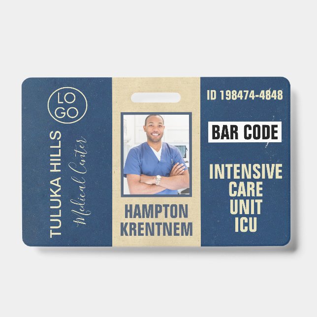 Tarjeta De Identificación Identificación fotográfica de Medica azul marino (Parte frontal)