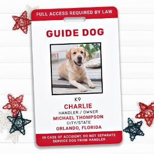 Tarjeta De Identificación Identificación Fotográfica de Perro Guía de Servic