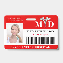 Tarjeta De Identificación Identificación fotográfica del médico MD | Emplead
