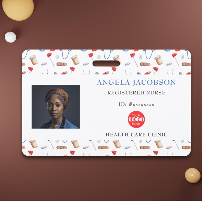 Tarjeta De Identificación Identificación horizontal del logotipo de enfermer (Subido por el creador)