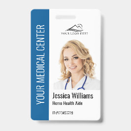 Tarjeta De Identificación Identificación Médica Azul de Asistente de Salud e