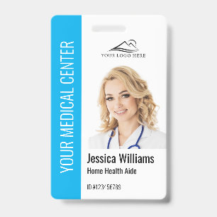 Tarjeta De Identificación Identificación Médica Azul de Asistente de Salud e
