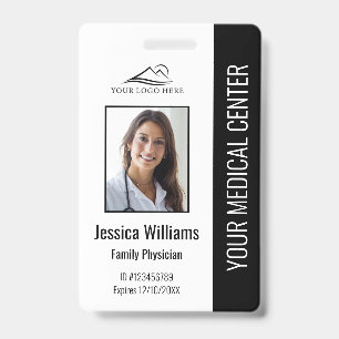 Tarjeta De Identificación Identificación médica de empleado de hospital negr
