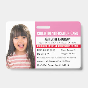 Tarjeta De Identificación Identificación Médica de Niño Emergencia Alergia