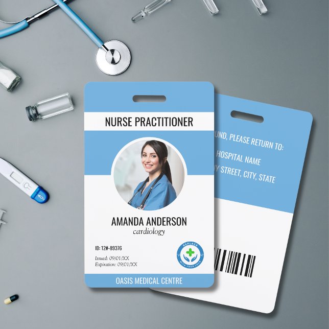 Tarjeta De Identificación Identificación médica del hospital Código de barra (Medical ID Employee Badge)
