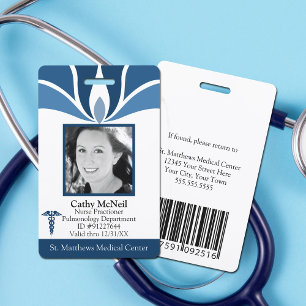 Tarjeta De Identificación Identificación Médica Personalizada Azul Moderno p