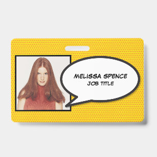 Tarjeta De Identificación Identificación moderna con burbuja de discurso