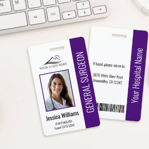 Tarjeta De Identificación Identificación morada personalizada con foto y tex