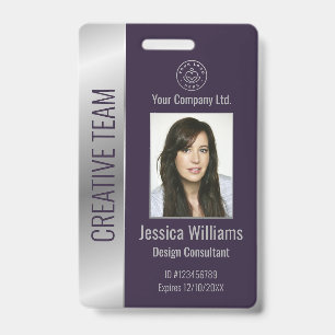 Tarjeta De Identificación Identificación morada personalizada de empleado co