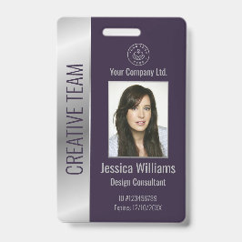 Tarjeta De Identificación Identificación morada personalizada de empleado co