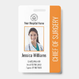 Tarjeta De Identificación Identificación naranja de empleado médico personal
