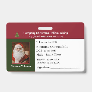 Tarjeta De Identificación Identificación personalizada de foto de Navidad pa
