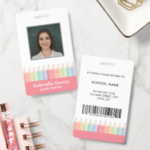 Tarjeta De Identificación Identificación personalizada de maestro de escuela