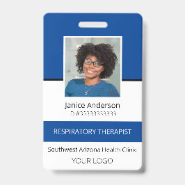 Tarjeta De Identificación Identificación Profesional de Empleado Azul Foto