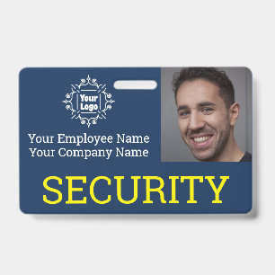 Tarjeta De Identificación Identificación profesional de seguridad azul y ama