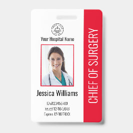 Tarjeta De Identificación Identificación Roja de Empleado Médico Personaliza