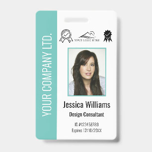 Tarjeta De Identificación Identificación teal corporativa personalizada y ce