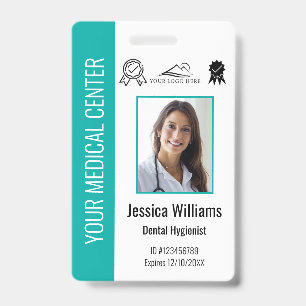 Tarjeta De Identificación Identificación teal de empleado médico certificado