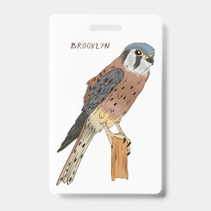 Tarjeta De Identificación Ilustracion americano de aves de Kestrel