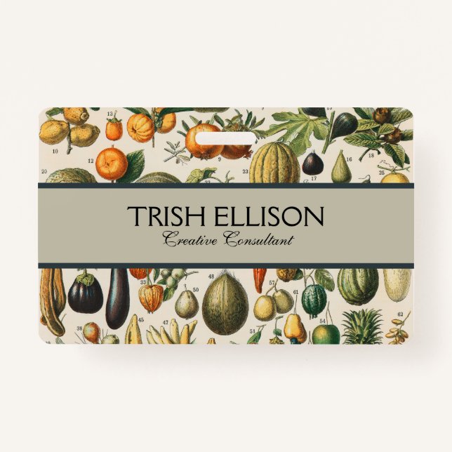 Tarjeta De Identificación Ilustracion científico botánico de frutas (Anverso)