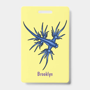 Tarjeta De Identificación Ilustración de babosa de mar dragón azul