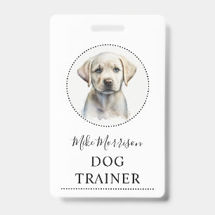 Tarjeta De Identificación Ilustración de cachorro Entrenador de perros