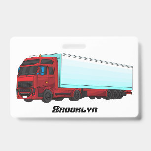 Tarjeta De Identificación Ilustración de camión remolque rojo