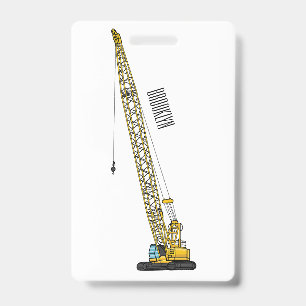 Tarjeta De Identificación Ilustración de caricatura de excavadora de arrastr