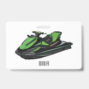 Tarjeta De Identificación Ilustración de caricatura de moto de agua