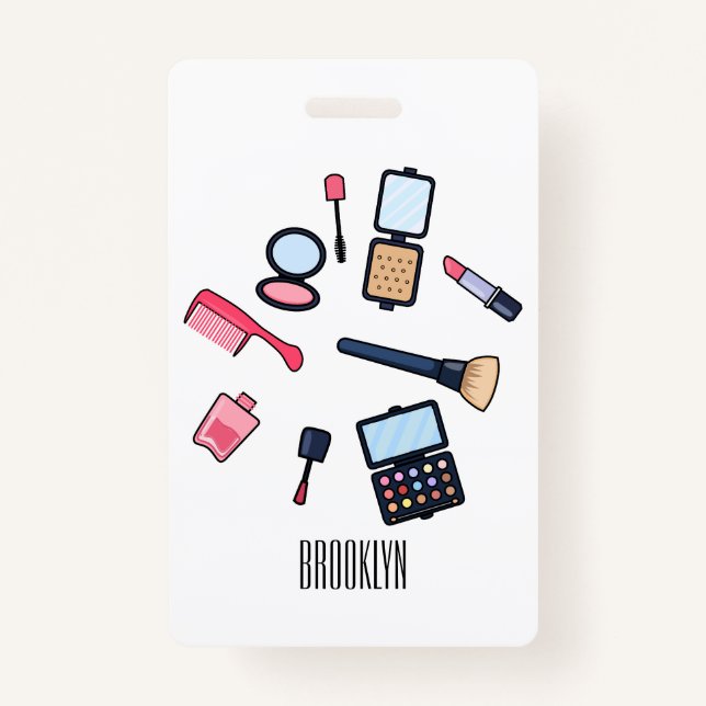 Tarjeta De Identificación Ilustracion de cosméticos/personalizados de maquil (Anverso)