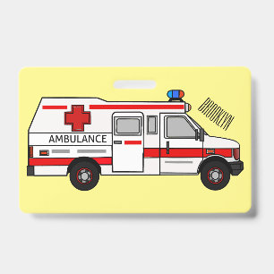 Tarjeta De Identificación ilustración de dibujos animados de ambulancia