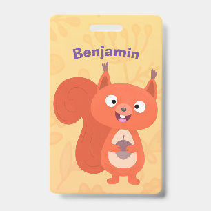 Tarjeta De Identificación Ilustración de dibujos animados de ardilla roja li