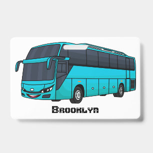 Tarjeta De Identificación Ilustración de dibujos animados de autobús de pasa