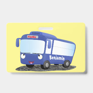 Tarjeta De Identificación Ilustración de dibujos animados de autobús moderno