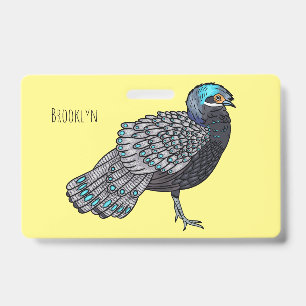 Tarjeta De Identificación ilustración de dibujos animados de ave faisán pavo