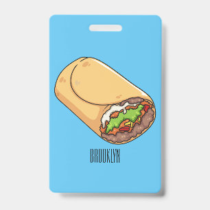 Tarjeta De Identificación Ilustración de dibujos animados de burrito