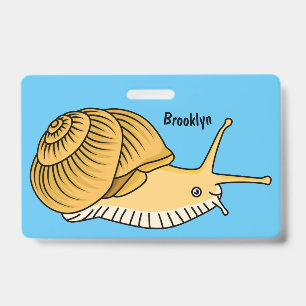 Tarjeta De Identificación Ilustración de dibujos animados de caracol amarill