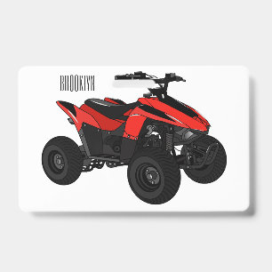 Tarjeta De Identificación Ilustración de dibujos animados de cuatriciclo atv